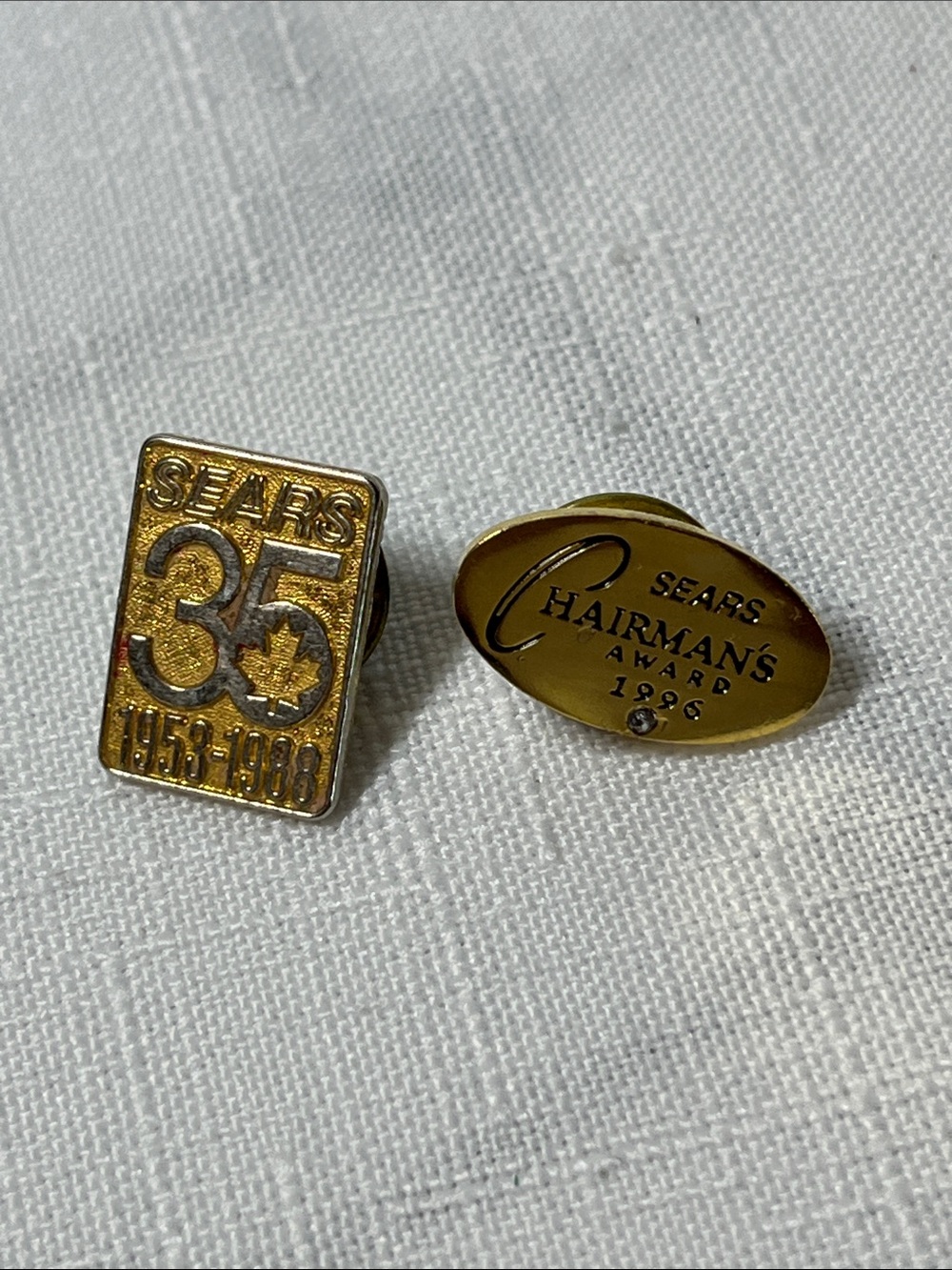 Vintage Sears Commemorative Lapel Pins - 35th Anniversary & Chairman's Award